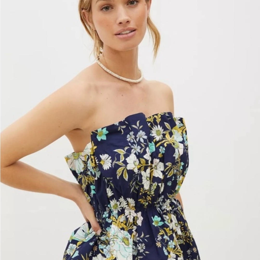 Anthropology Floral Strapless tube top
